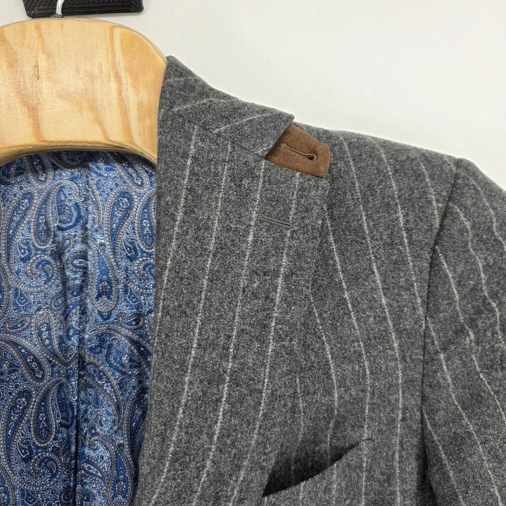 suitsupply Lazio wool blazer gray Chalk striped men M/L tailored drapers